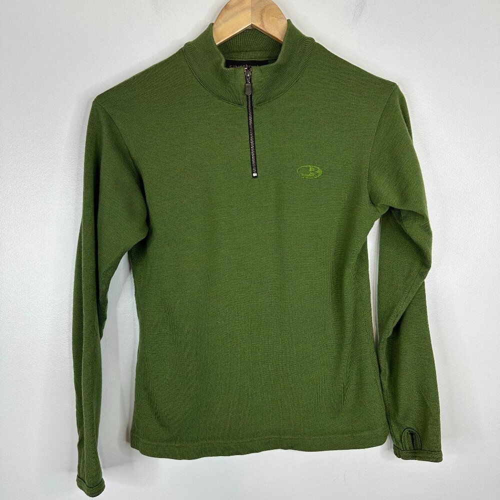 Icebreaker Merino Wool Sport Mid Womens S Half Zip Sweater Green